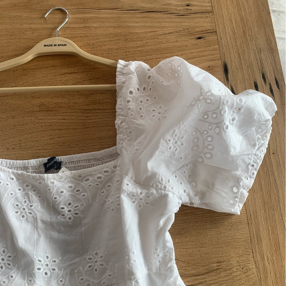 Meadow Rhodes Eyelet Tiered Maxi Dress Puff Short Sleeve Shirred Back NWT - Picture 12 of 12